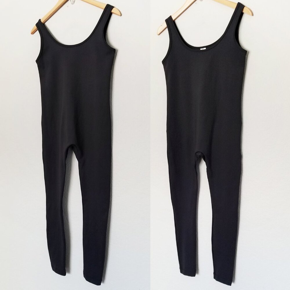 Smash + Tess Black Scoop Neck Stretch Jumpsuit M Unitard Romper Sleeveless Knit